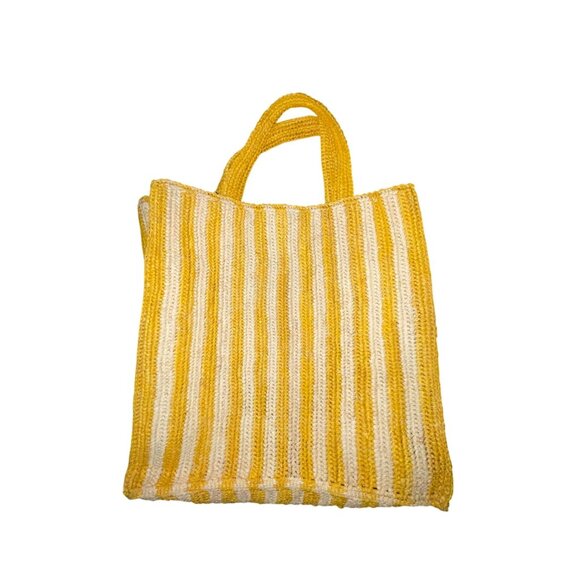 Mar Y Sol Handbags - Mar Y Sol Straw Amalfi Tote Bag Used Striped Sunflower / Natural